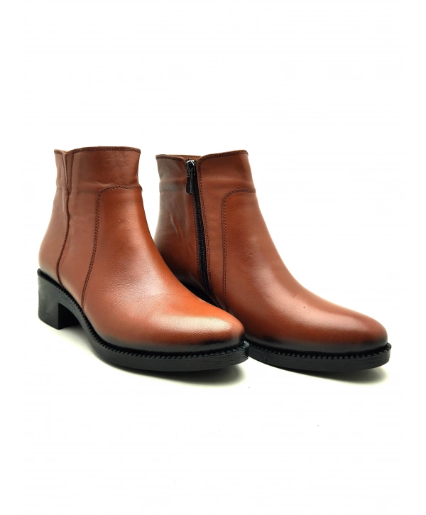 5008 AYMODA HAKİKİ DERİ TOPUKLU RAHAT KONFORLU ŞIK KADIN BOTU