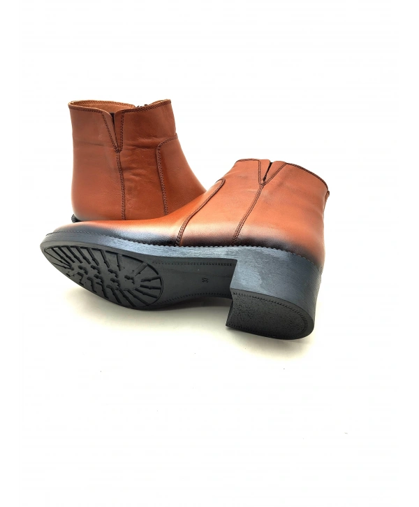 5008 AYMODA HAKİKİ DERİ TOPUKLU RAHAT KONFORLU ŞIK KADIN BOTU