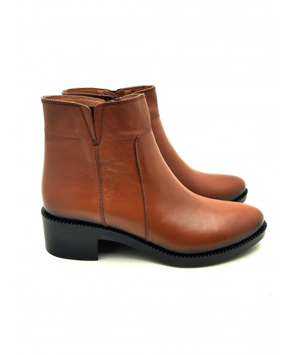 5008 AYMODA HAKİKİ DERİ TOPUKLU RAHAT KONFORLU ŞIK KADIN BOTU