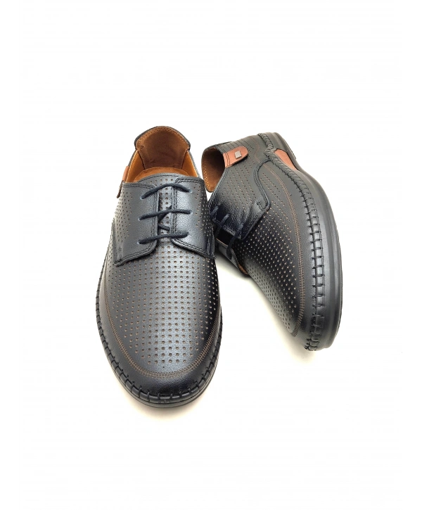 574 CATELLİ BAĞLI SOFT ERKEK İÇİ DIŞI DERİ  LAZER BASKILI CONFORT AYAKKABI