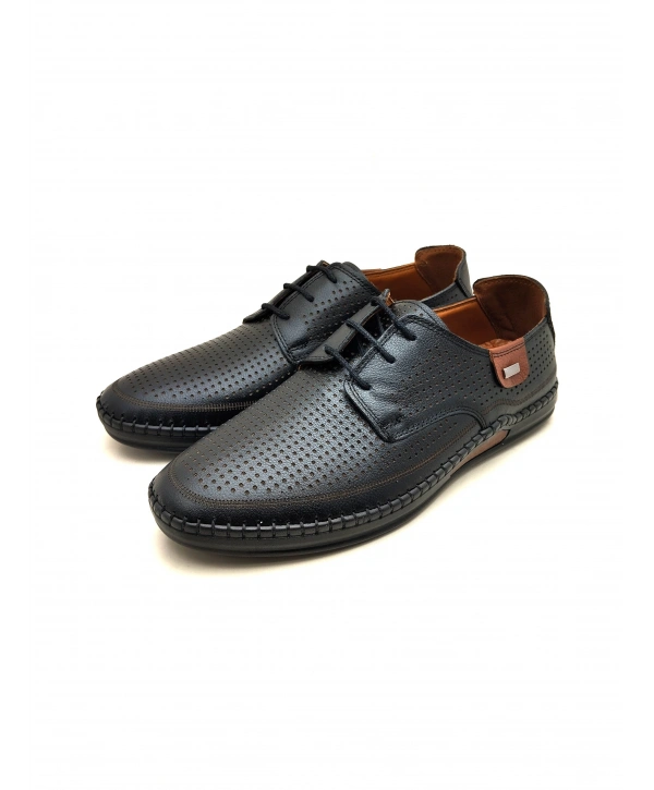 574 CATELLİ BAĞLI SOFT ERKEK İÇİ DIŞI DERİ  LAZER BASKILI CONFORT AYAKKABI