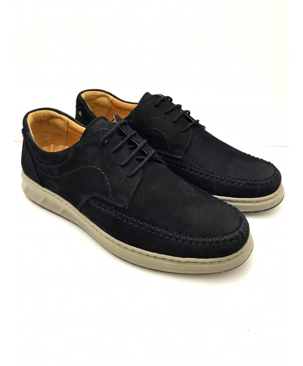 3844 % 100 DERİ ORTOPEDİK RAHAT BAĞCIKLI SARAÇLI ERKEK AYAKKABISI