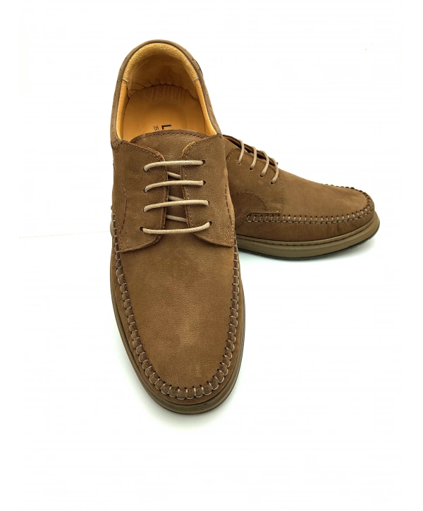 3844 % 100 DERİ ORTOPEDİK RAHAT BAĞCIKLI SARAÇLI ERKEK AYAKKABISI