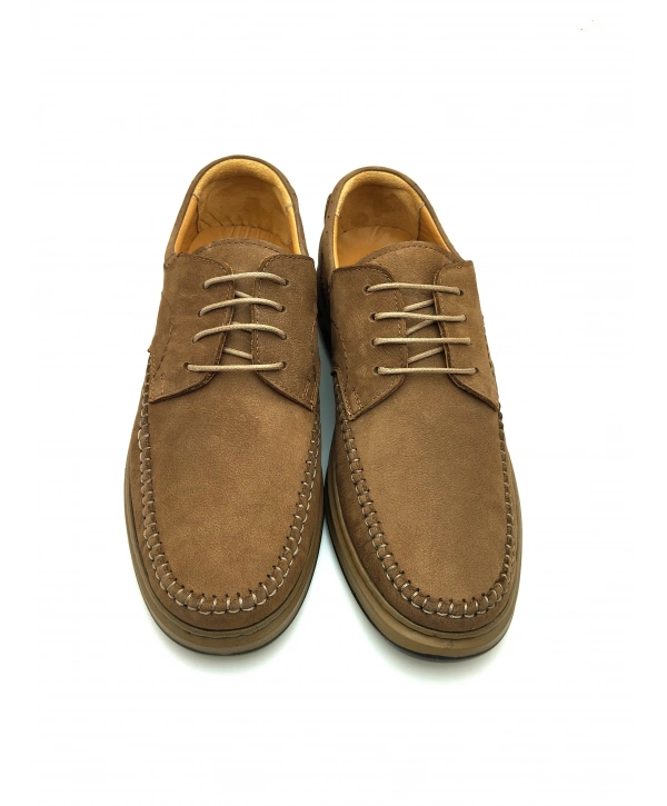 3844 % 100 DERİ ORTOPEDİK RAHAT BAĞCIKLI SARAÇLI ERKEK AYAKKABISI