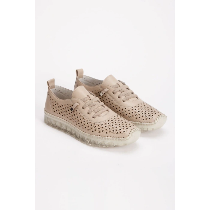1702 AYMODA SOFT HAKİKİ DERİ LAZER DELİKLİ ORTOPEDİK GÜNLÜK CASUEL BAYAN AYAKKABISI