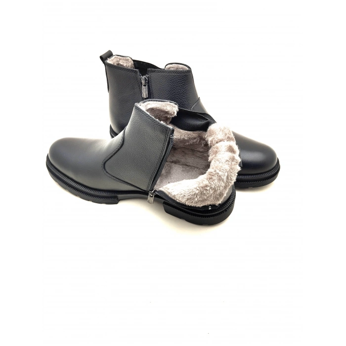 3407 AYMODA ERKEK İÇİ KÜRKLÜ RAHAT FERMARLI DERİ BOT