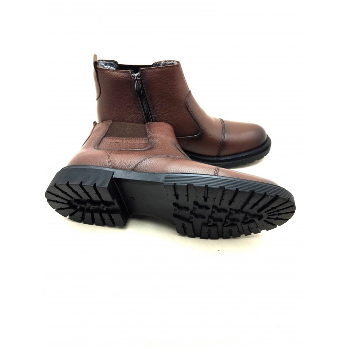 3407 AYMODA ERKEK İÇİ KÜRKLÜ FERMARLI RAHAT DERİ BOT