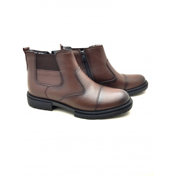 3407 AYMODA ERKEK İÇİ KÜRKLÜ FERMARLI RAHAT DERİ BOT