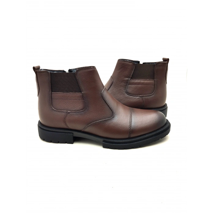 3407 AYMODA ERKEK İÇİ KÜRKLÜ FERMARLI RAHAT DERİ BOT