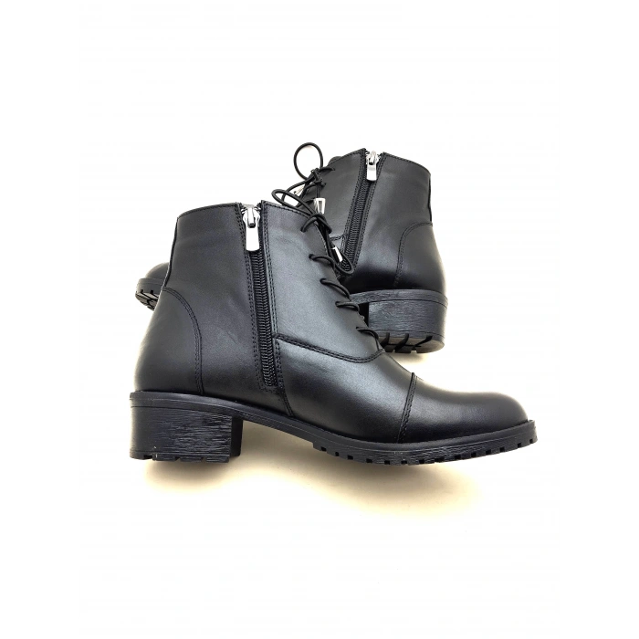 4052 AYMODA BAYAN KLASİK HAKİKİ DERİ TOPUKLU FERMARLI BOT