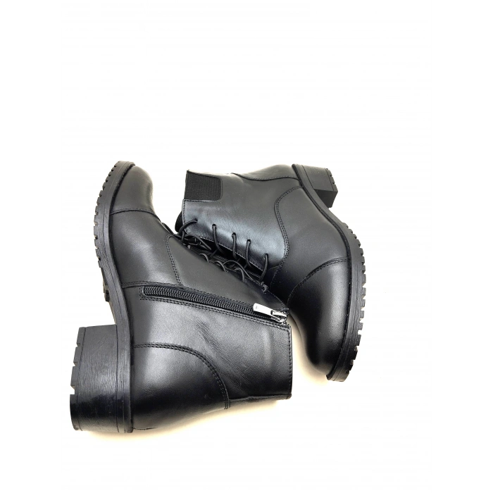 4052 AYMODA BAYAN KLASİK HAKİKİ DERİ TOPUKLU FERMARLI BOT