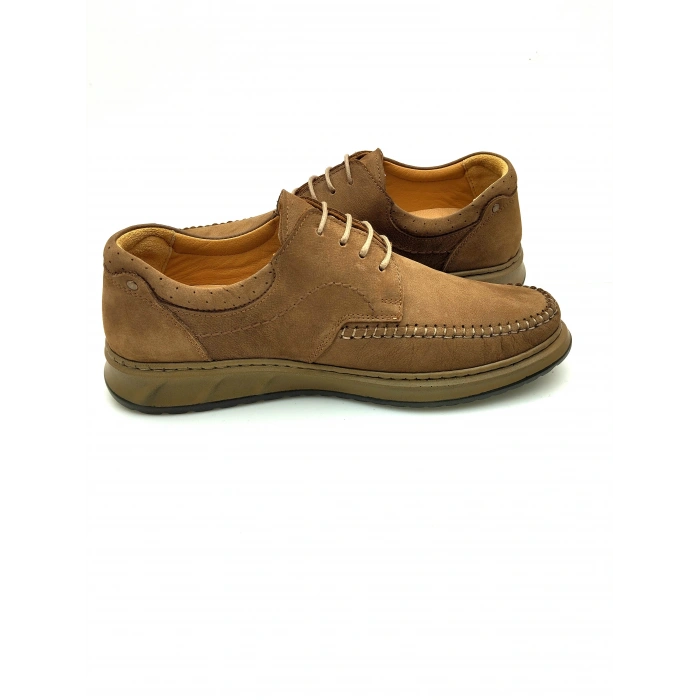 3844 % 100 DERİ ORTOPEDİK RAHAT BAĞCIKLI SARAÇLI ERKEK AYAKKABISI