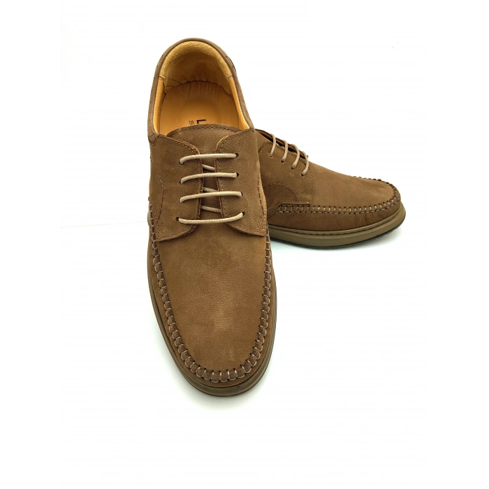 3844 % 100 DERİ ORTOPEDİK RAHAT BAĞCIKLI SARAÇLI ERKEK AYAKKABISI