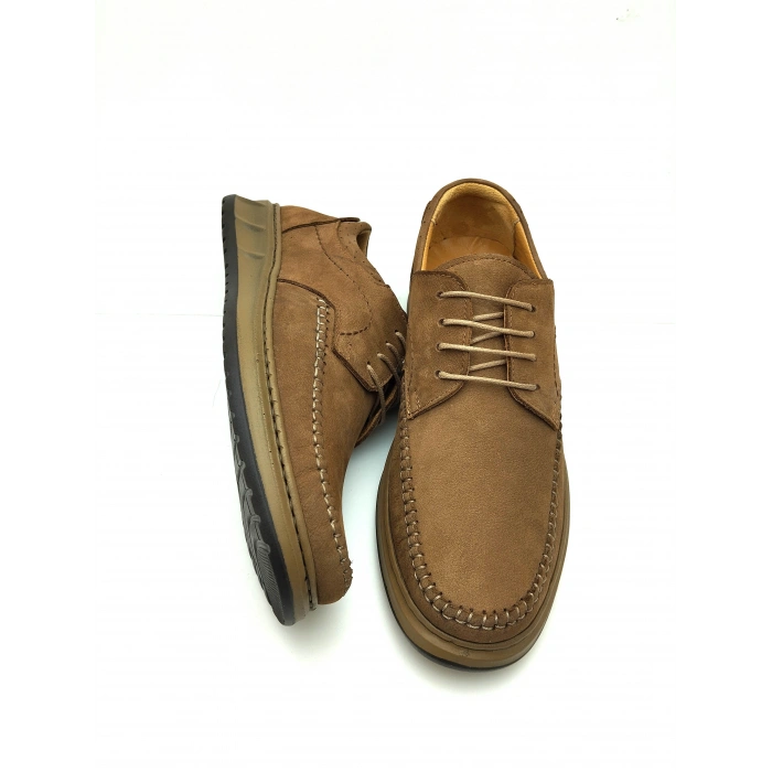 3844 % 100 DERİ ORTOPEDİK RAHAT BAĞCIKLI SARAÇLI ERKEK AYAKKABISI