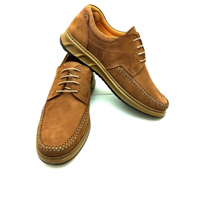 3844 % 100 DERİ ORTOPEDİK RAHAT BAĞCIKLI SARAÇLI ERKEK AYAKKABISI