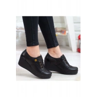 1570 AYMODA HAKİKİ DERİ DOLGU TABANLI CIRTLI KADIN AYAKKABISI