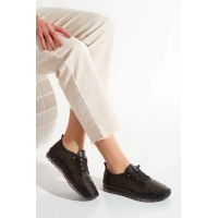 1702 AYMODA SOFT HAKİKİ DERİ LAZER DELİKLİ ORTOPEDİK GÜNLÜK CASUEL BAYAN AYAKKABISI