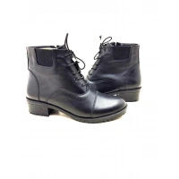 4052 AYMODA BAYAN KLASİK HAKİKİ DERİ TOPUKLU FERMARLI BOT