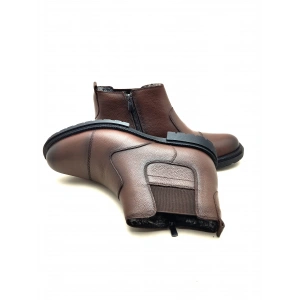 3407 AYMODA ERKEK İÇİ KÜRKLÜ FERMARLI RAHAT DERİ BOT