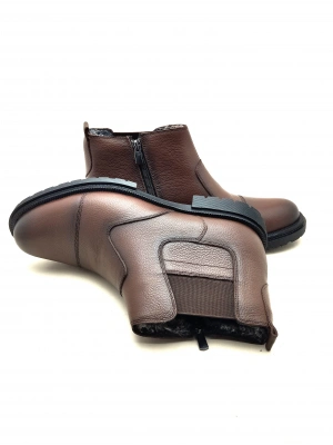 3407 AYMODA ERKEK İÇİ KÜRKLÜ FERMARLI RAHAT DERİ BOT