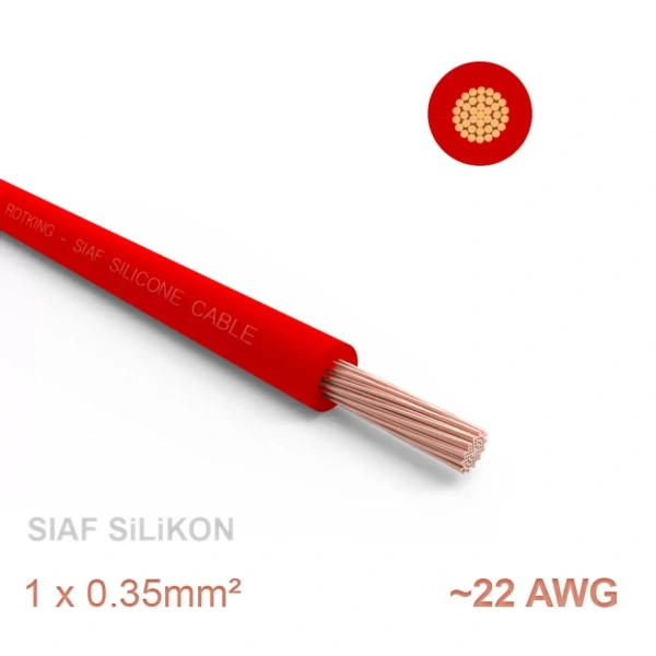 1 metre Yumuşak Silikon Kablo 1x0.35 mm2 SIAF 22 AWG - KIRMIZI