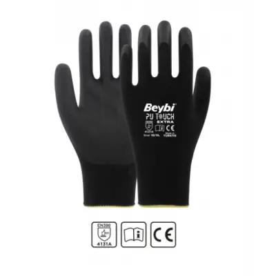 Beybi Pu Touch Ekstra Poliüretan Kaplı Polyester Örme Eldiven