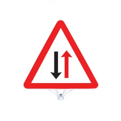 Dikkat İki Yönlü Trafik Tabelası Çift Taraflı