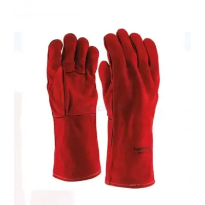 Flamefox-R-GB Rock Safety Kırmızı Deri Kaynakçı Eldiveni