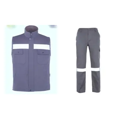 İş Takımı 7/7 Gabardin Gri %100 Pamuk Kapitoneli Reflektörlü Kışlık