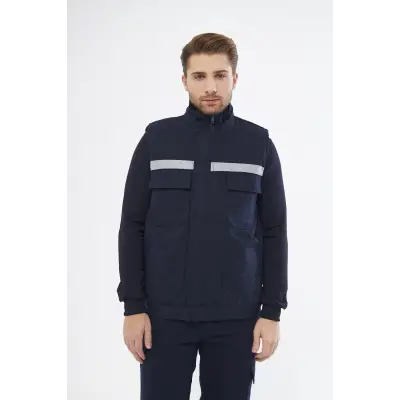 Mervem 7/7 Gabardin %100 Pamuk Kapitoneli Yelek Lacivert