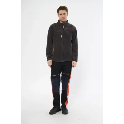 Mervem Gri Tam Fermuarlı 3 Cepli Polar