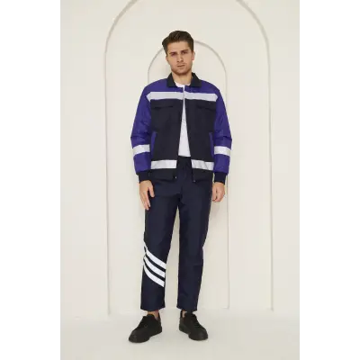 Mervem Saks Mavi Robalı Lacivert Soğuk Hava Mont Pantolon Takımı Su Ve Rüzgar İticili