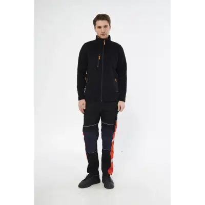 Mervem Siyah Tam Fermuarlı 3 Cepli Polar