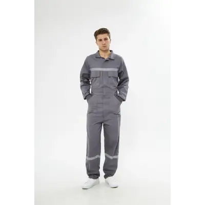 Orange Safety Gri Bütün  İş Tulumu 12/16 Gabardin