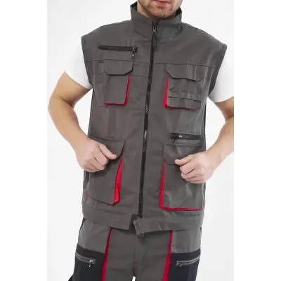 Orange Safety Harman Karışımı Gri Çok Cepli Yelek