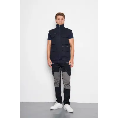 Orange Safety Lacivert Takım Mısır Harman Karışımı Yelek + Pantolon