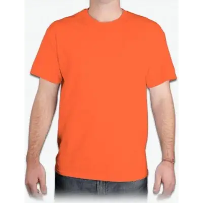 T-shirt Bisiklet Yaka Kısakol %100 Pamuk Cepli Turuncu