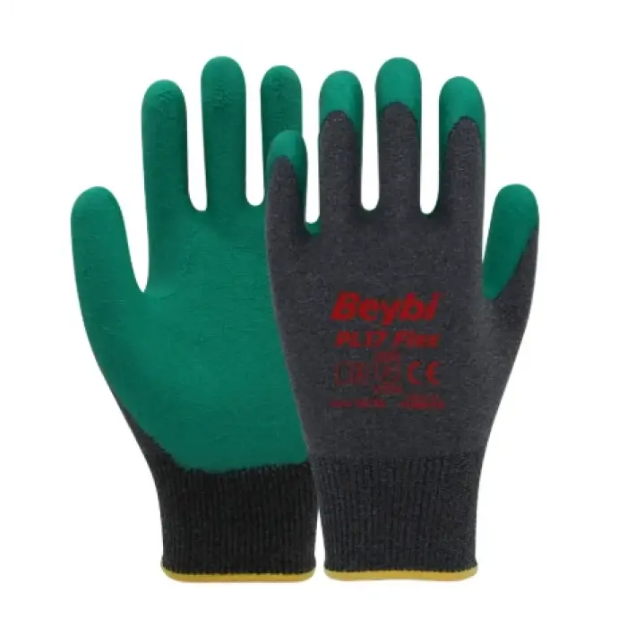Beybi PL-17 Flex Polyester Örme Lateks Kaplı Camcı İş Eldiveni
