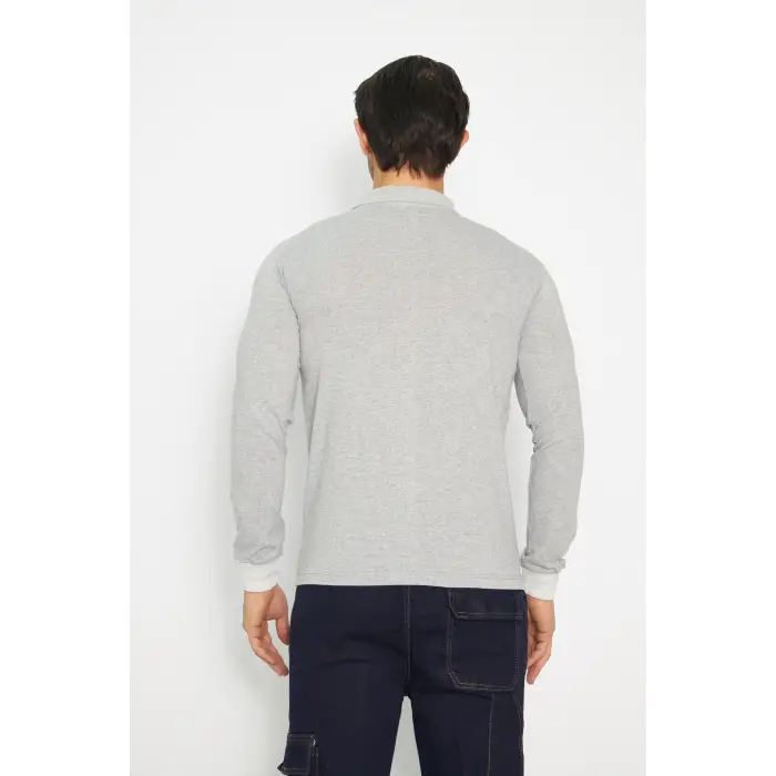 Orange Safety T-shırt Polo Yaka Lakos Uzun Kol Gri