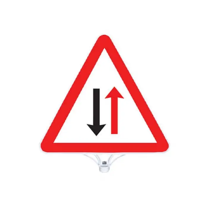 Dikkat İki Yönlü Trafik Tabelası Çift Taraflı