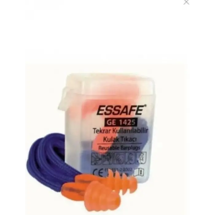 Essafe Ge 1425,KORDONLU Kulak Tıkacı,gürültü Önleyici Tıkaçı 10 çift