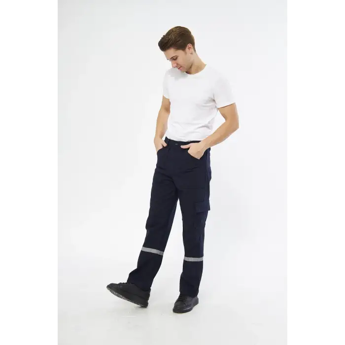 İş Pantolonu 16/12 Gabardin %100 Pamuk Reflektörlü Kargo Cepli