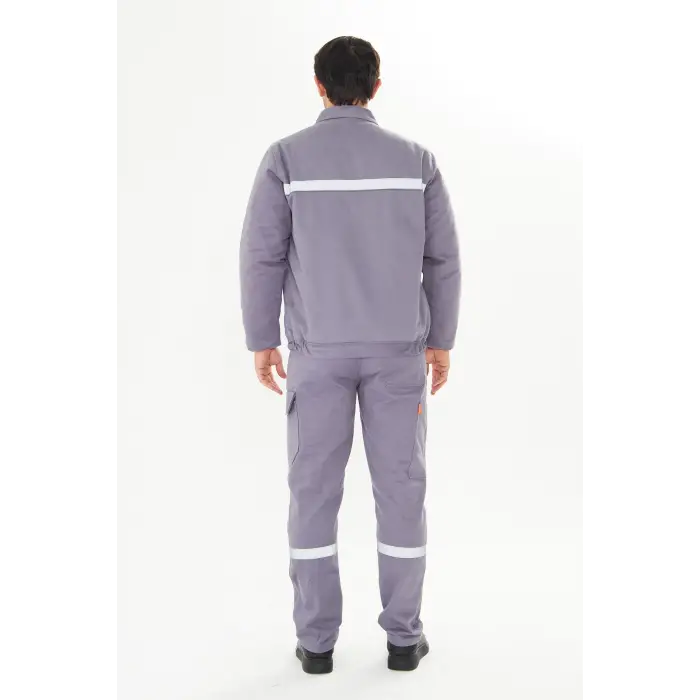İş Takımı 7/7 Gabardin %100 Pamuk Kapitoneli Reflektörlü Kışlık Gri