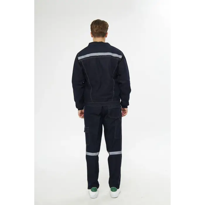 İş Takımı Kot Taşlanmış %100 Pamuk Kapitoneli Reflektörlü Kışlık