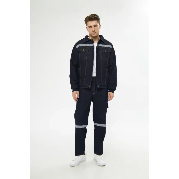 İş Takımı Kot Taşlanmış %100 Pamuk Kapitoneli Reflektörlü Kışlık