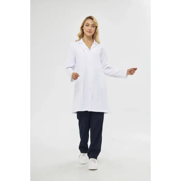 Mervem Bayan Beyaz İş Önlüğü Alpaka