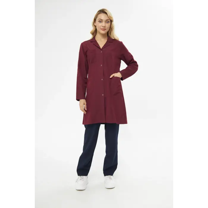 Mervem Bayan Bordo İş Önlüğü Alpaka