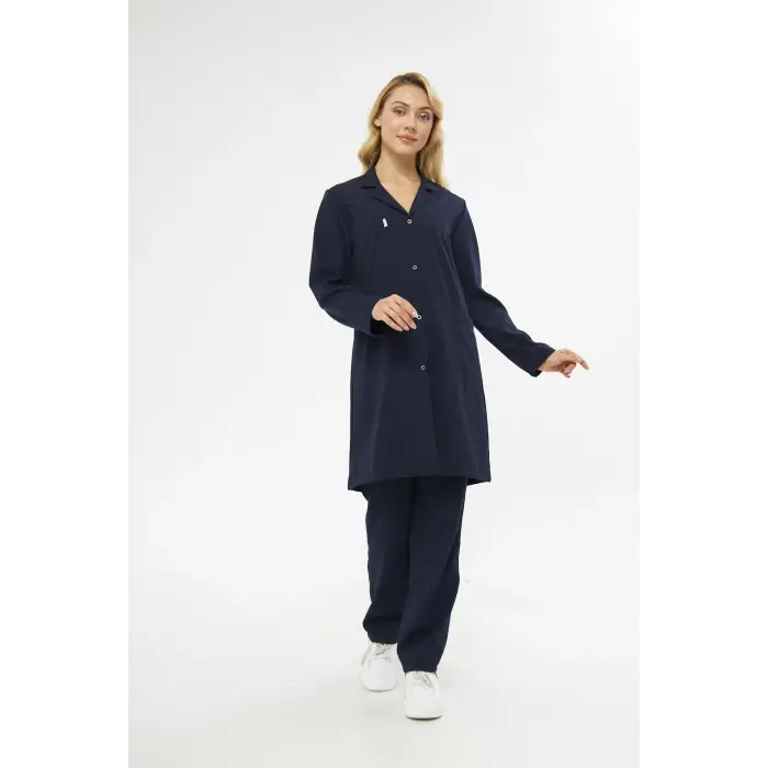 Mervem Bayan Lacivert İş Önlüğü Alpaka