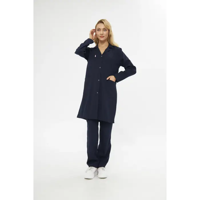 Mervem Bayan Lacivert İş Önlüğü Alpaka