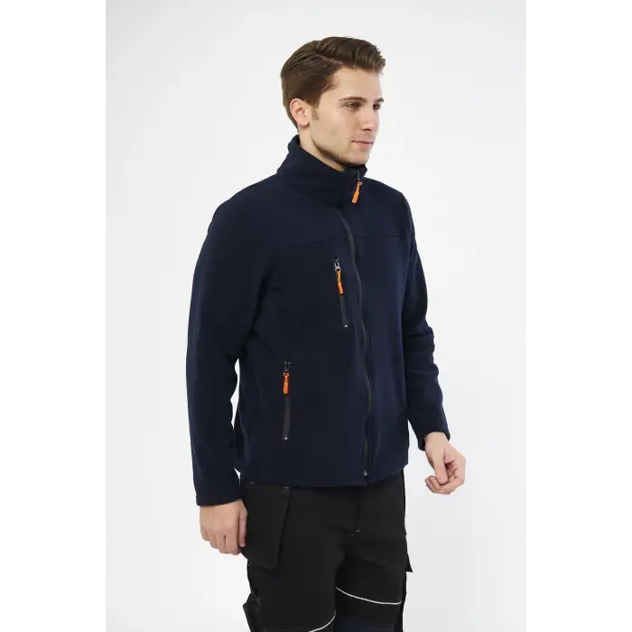 Mervem Lacivert Tam Fermuarlı 3 Cepli Polar